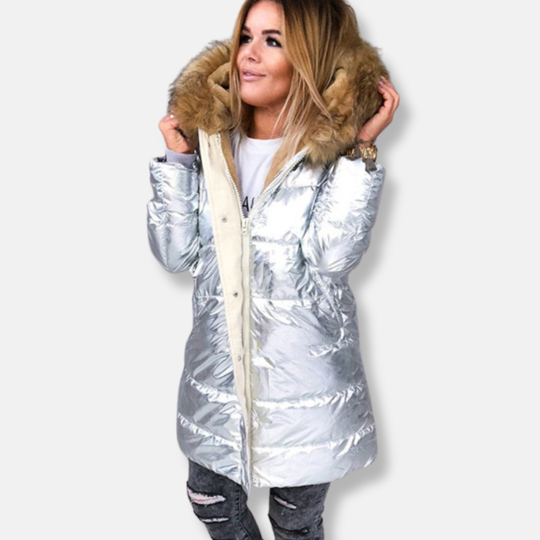 EB | Nylon Parka Jacke | Fellbesatz Gesteppte Jacke