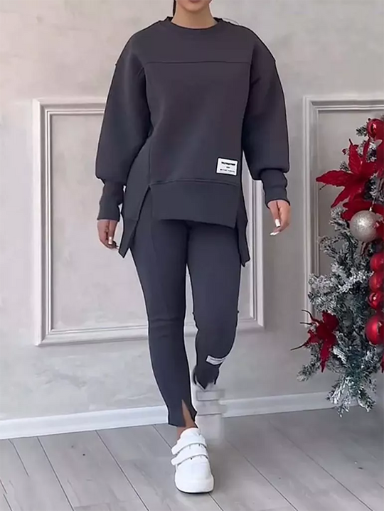 EB | Eleganter Pullover mit Patchwork und Leggings-Set Ideal für den Winter
