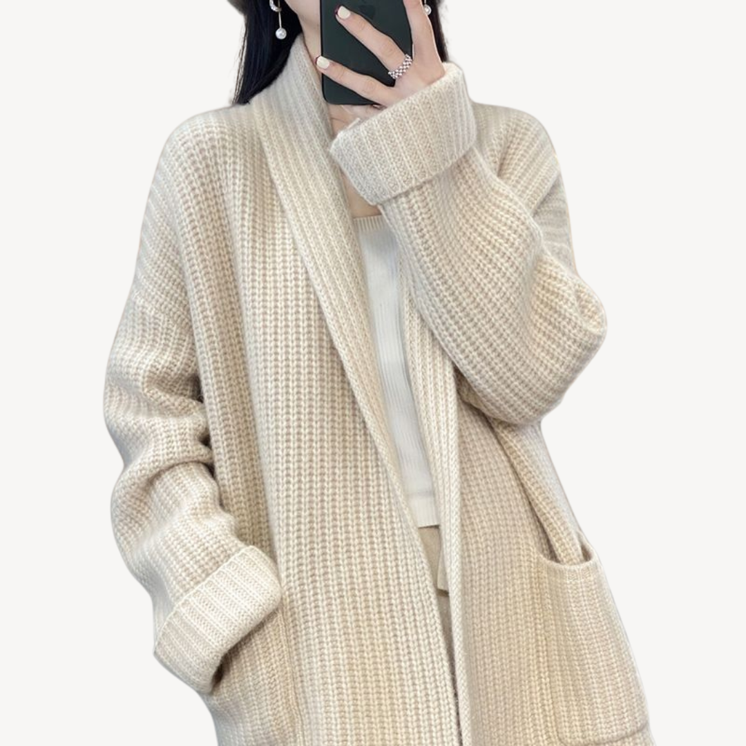 EB | Damen Lange Strickcardigan Pullover
