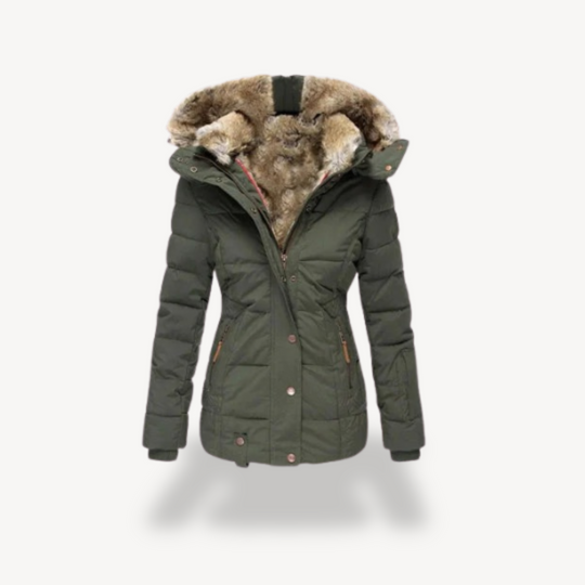 EB | Gepolsterte Faux-Fur Kapuzenjacke Damen