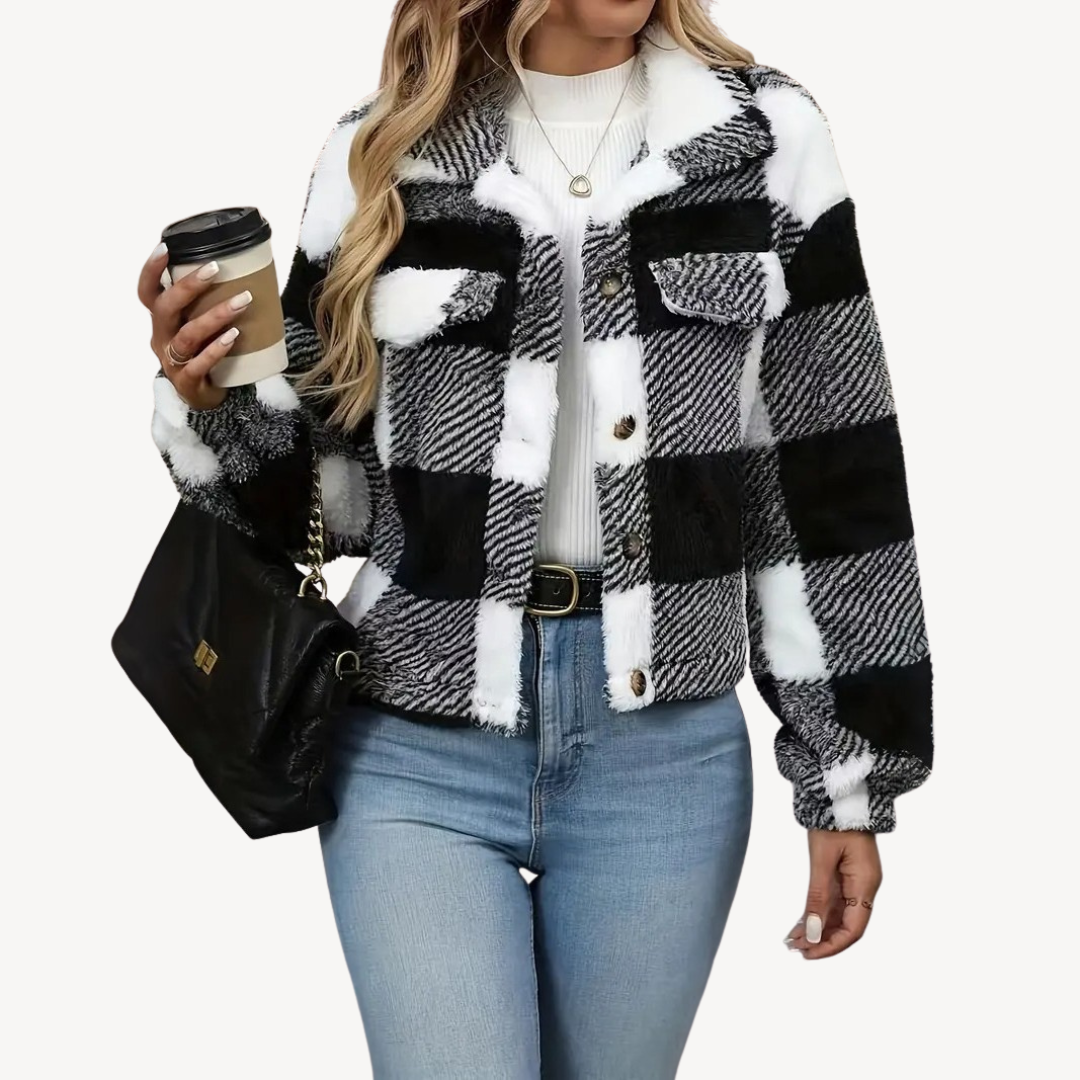 EB | Damen Karierte Sherpa Jacke