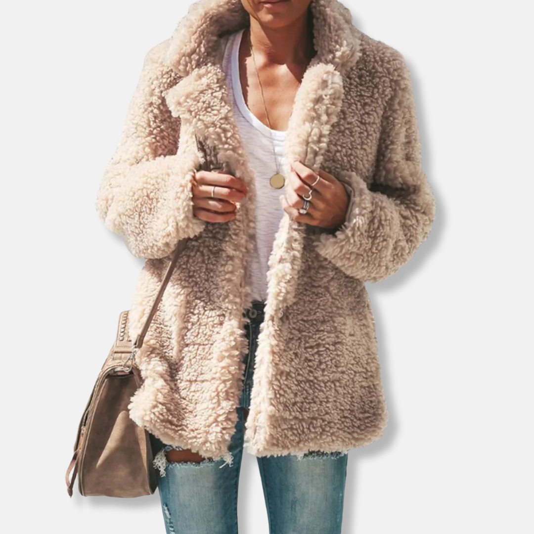 EB | Fleece Teddy Mantel | Oversized Reverskragenmantel