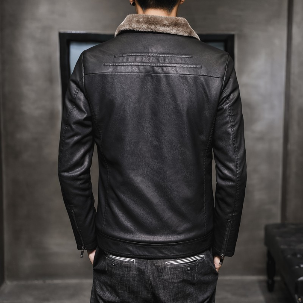 EB | Lederjacke mit Fleecekragen für Männer