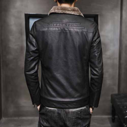 EB | Lederjacke mit Fleecekragen für Männer