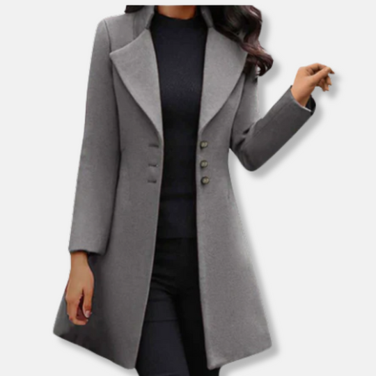 EB | Mantel - Wolle - Slim Fit - Mittellang - Doppelreihiger Verschluss - Eingekerbter Revers