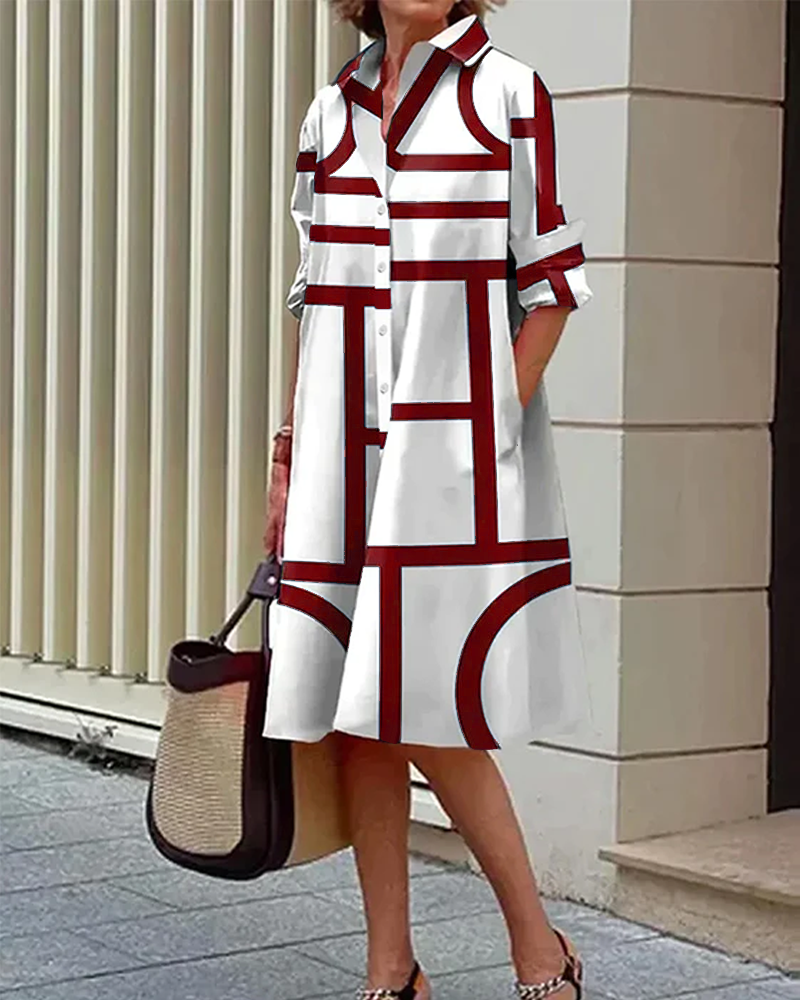 EB | Kleid mit Taschen und Geometrischem Druck