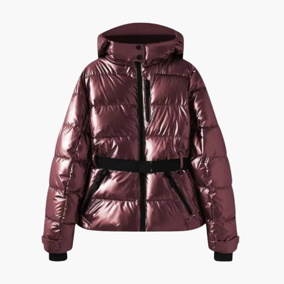 EB | Steppjacke mit Gürtel und Kapuze - Elegante, Wasserabweisende Winterjacke für Alltag und Outdoor