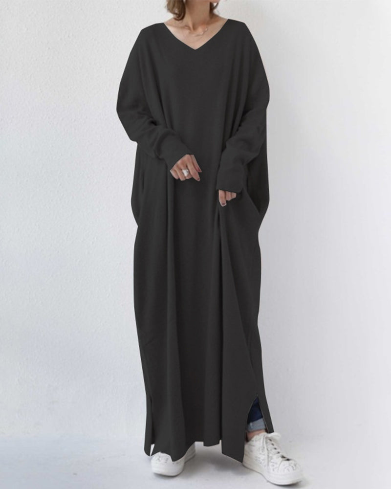 EB | Damenkleid mit V-Ausschnitt und Langen Ärmeln