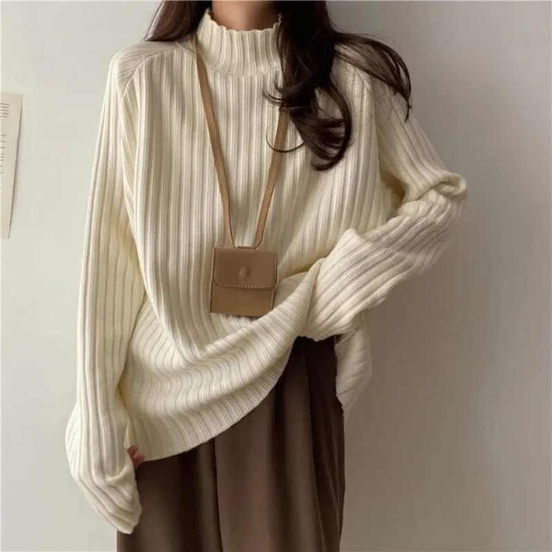 EB | Pullover mit hohem Kragen für Frauen Lang