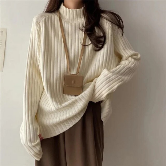 EB | Pullover mit hohem Kragen für Frauen Lang