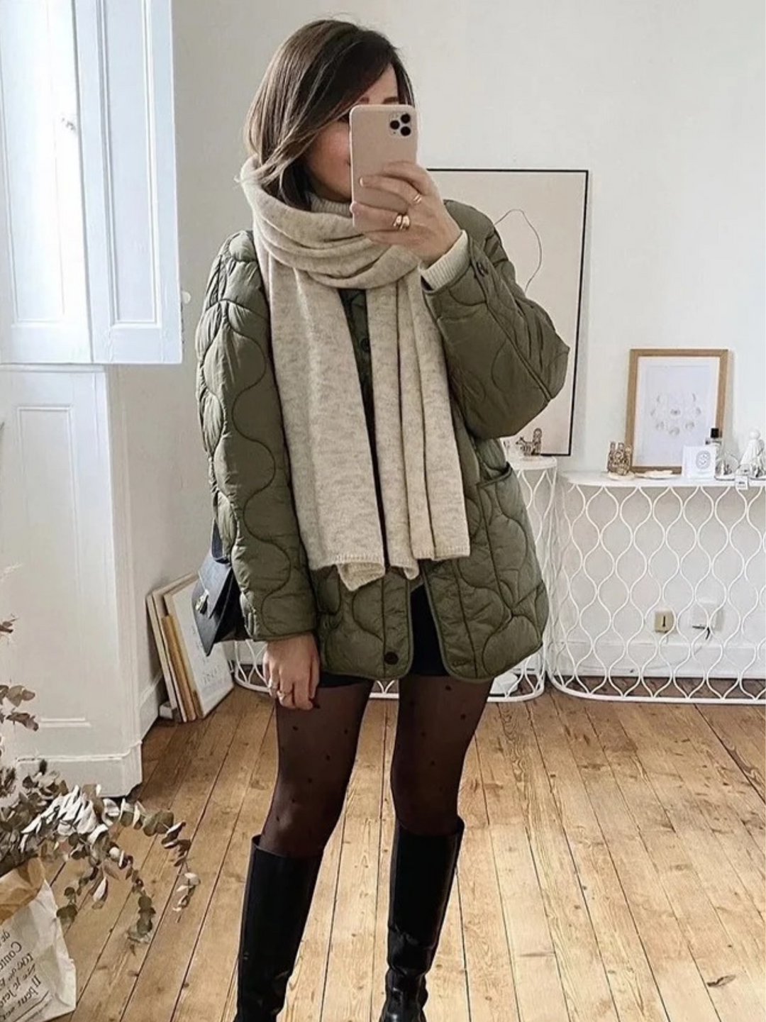 EB | Trendy Olivgrüne Oversized Steppjacke für einen stilvollen Look Ideal für Herbst/Winter