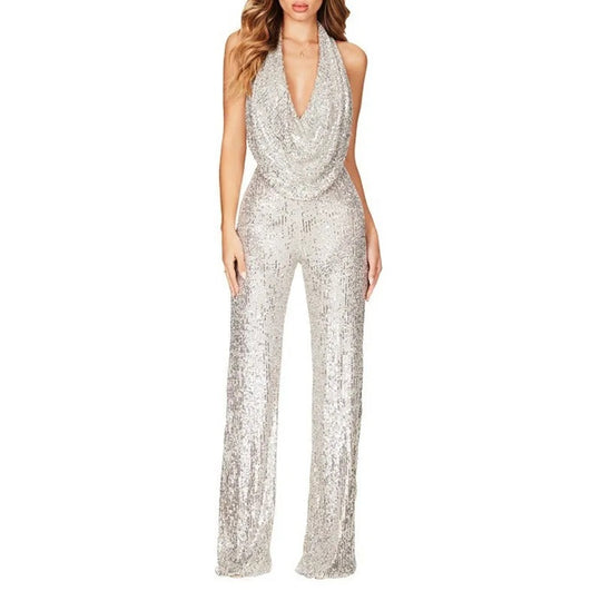 Damen eleganter Glitzer-Jumpsuit EB