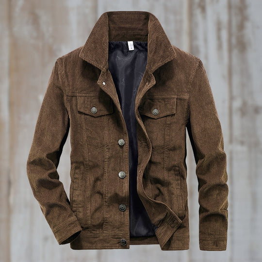 EB | Cordjacke mit Knopfverschluss Baumwollmischung Zeitloses Design