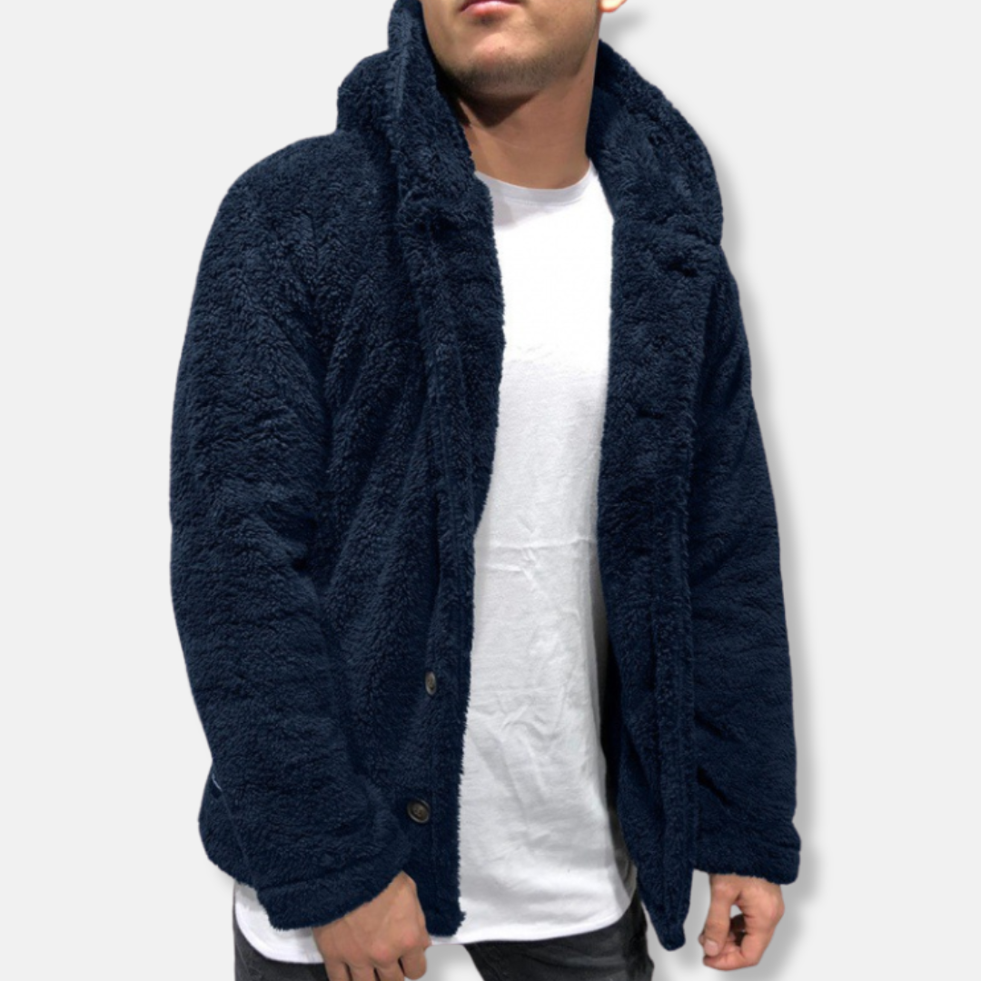 EB | Kapuze Fleece Lockere Passform Knopfverschluss Lässiger Stil