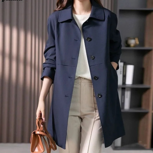 EB | Stylischer Einreihiger Kurzer Trenchcoat für Damen