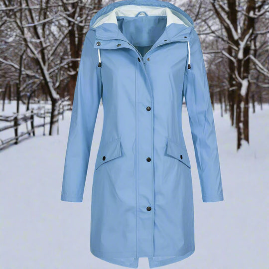 EB | Kapuzen-Regenjacke - Lockere Passform Mid-Thigh Regenjacke