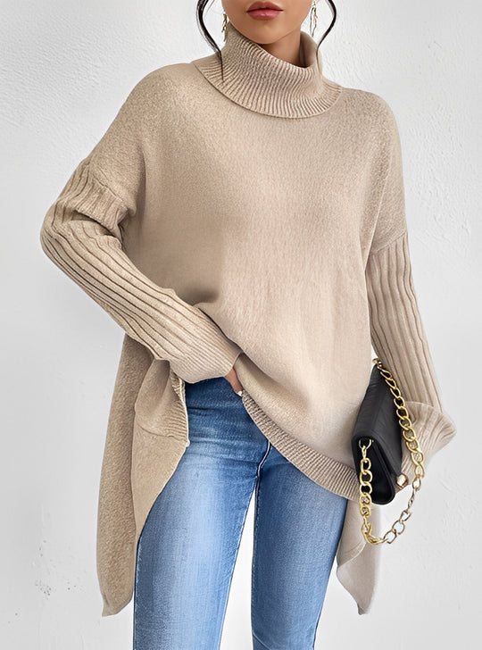 EB | Eleganter Langer Damenpullover mit Rollkragen