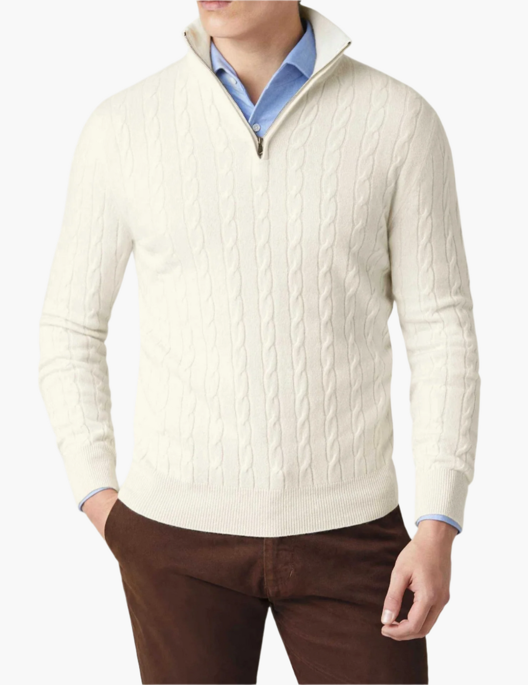 EB | Zopfstrickpullover mit Reißverschluss - Eleganter Business & Freizeitpullover