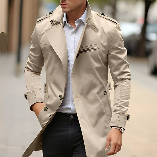 EB | Eleganter Trenchcoat mit umgekehrtem Kragen für Männer