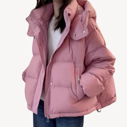 EB | Übergroße Damen Pufferjacke mit Hohem Kragen und Reißverschluss