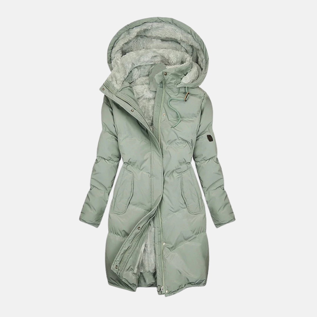 EB | Lange Pufferjacke - Wasserabweisend - Gefüttert - Verstellbare Taille - Kapuze mit Futter