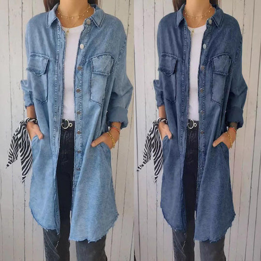 EB | Bequeme Damenjacke im Faux-Denim-Stil