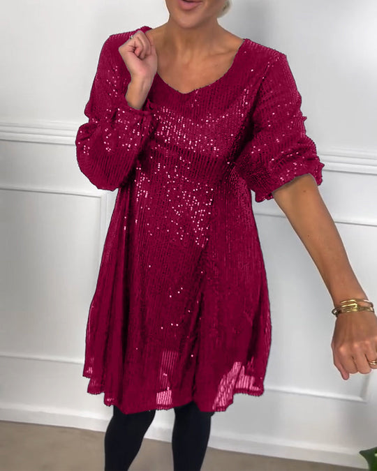 EB | Elegante Laterne Ärmel Pailletten A-Linie