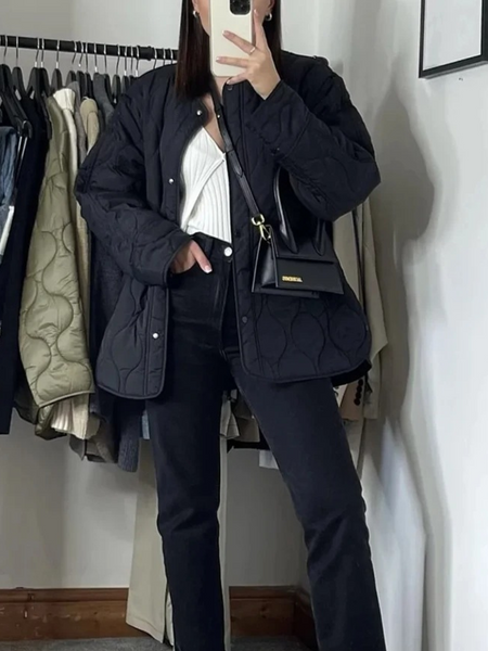 EB | Elegante Langarm-Steppjacke mit Ein-Knopf-Verschluss Ideal für Herbst/Winter