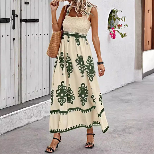 EB | Bedrucktes Brustwickelkleid im Urlaubsstil