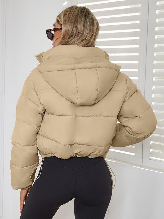 EB | Taillierte Jacke mit Kapuze und Kordelzug für Frauen