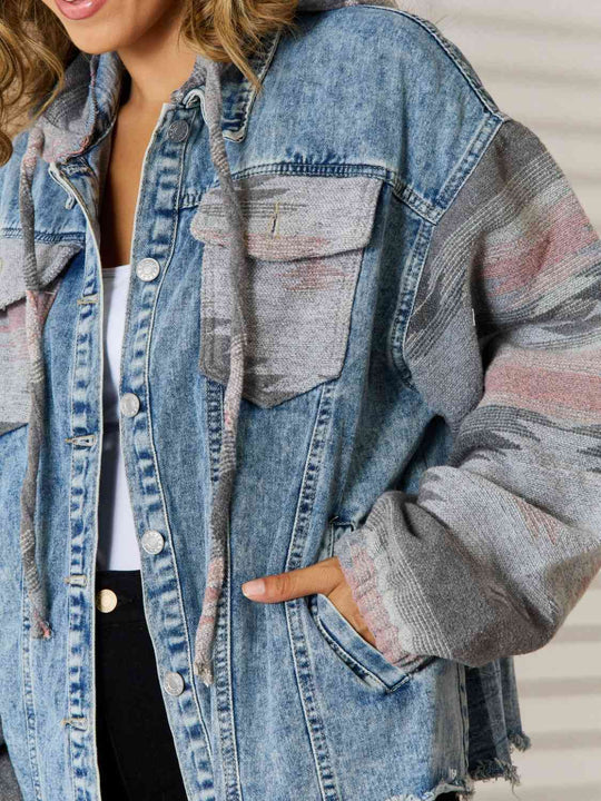 EB | Geometrische Rohsaum Denimjacke