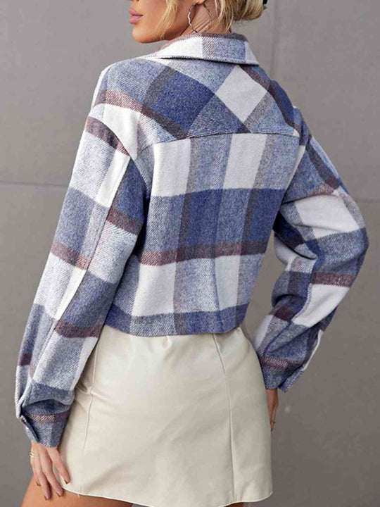 EB | Karierte Kragenknopf Jacke