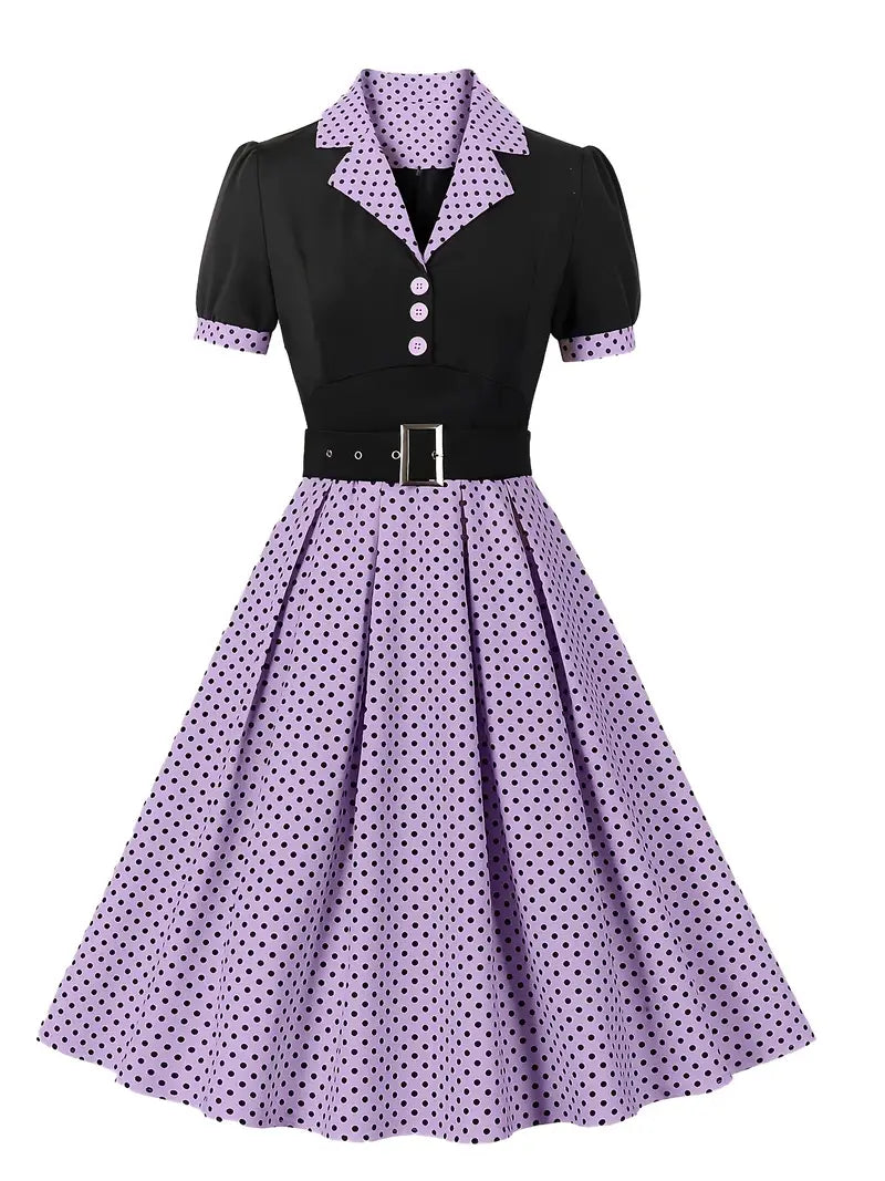 EB - Stilvolle Herbst Vintage Kleid mit Polka Dots für Frauen