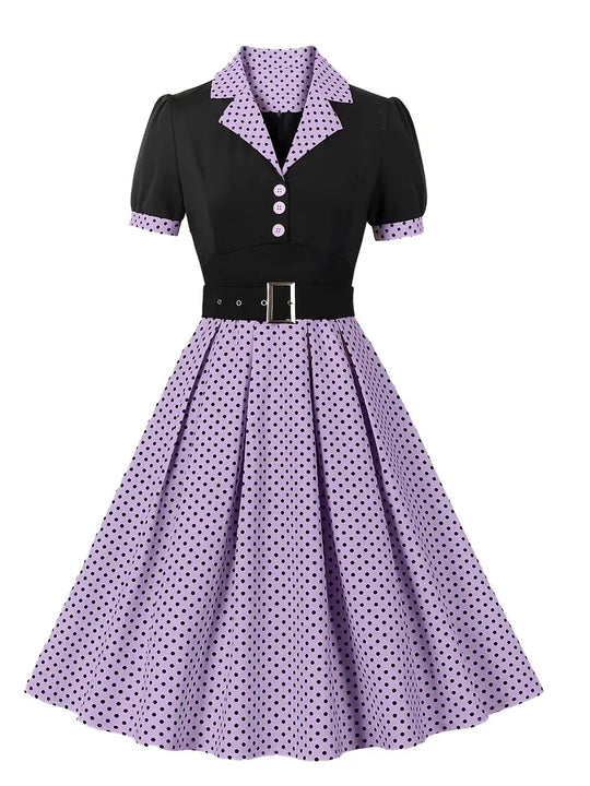 EB - Stilvolle Herbst Vintage Kleid mit Polka Dots für Frauen
