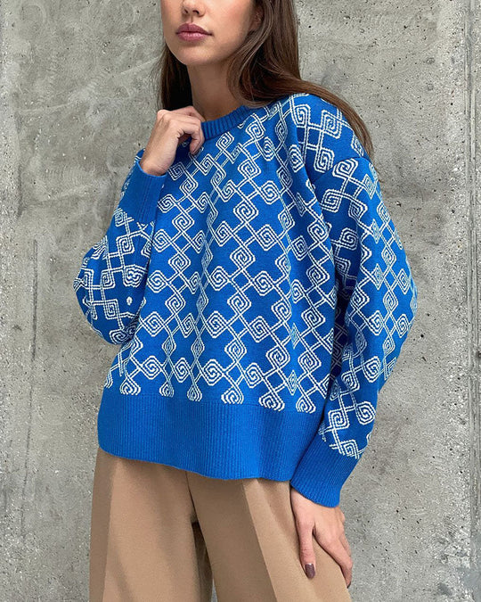 EB | Muster Strickpullover Weich und Trendy Statement-look