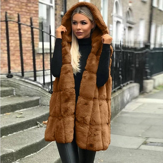EB | Weiche Faux-fur-weste mit Kapuze Warm und Stilvoll Perfekt für Layering