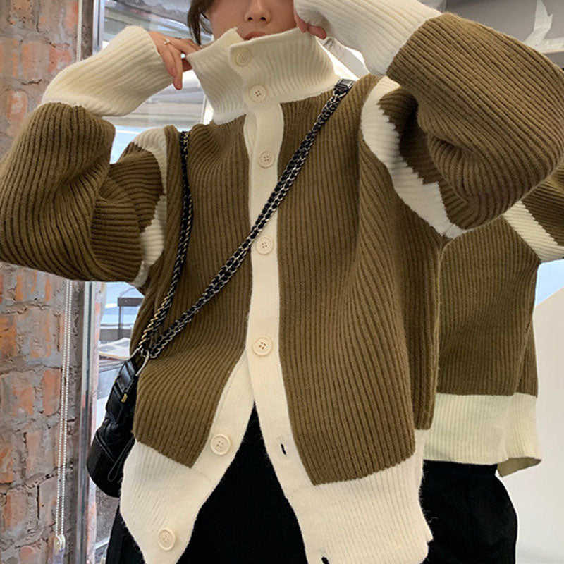 EB | Kontrast Strickcardigan Weich und Warm Moderner Stil