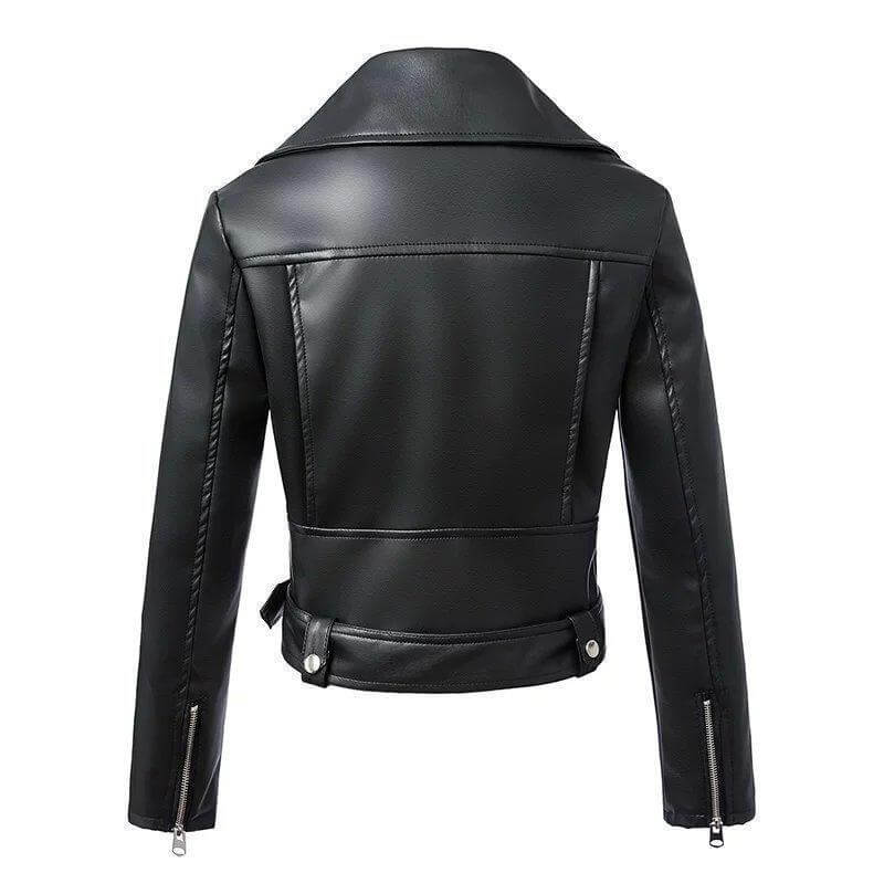EB | Damen Kunstleder Bikerjacke mit Gürtel