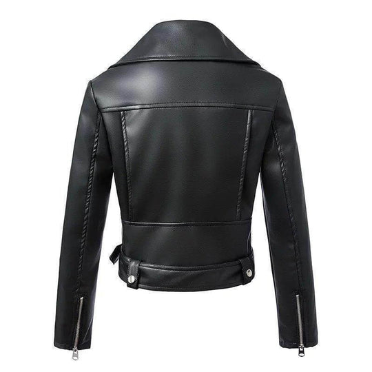 EB | Damen Kunstleder Bikerjacke mit Gürtel