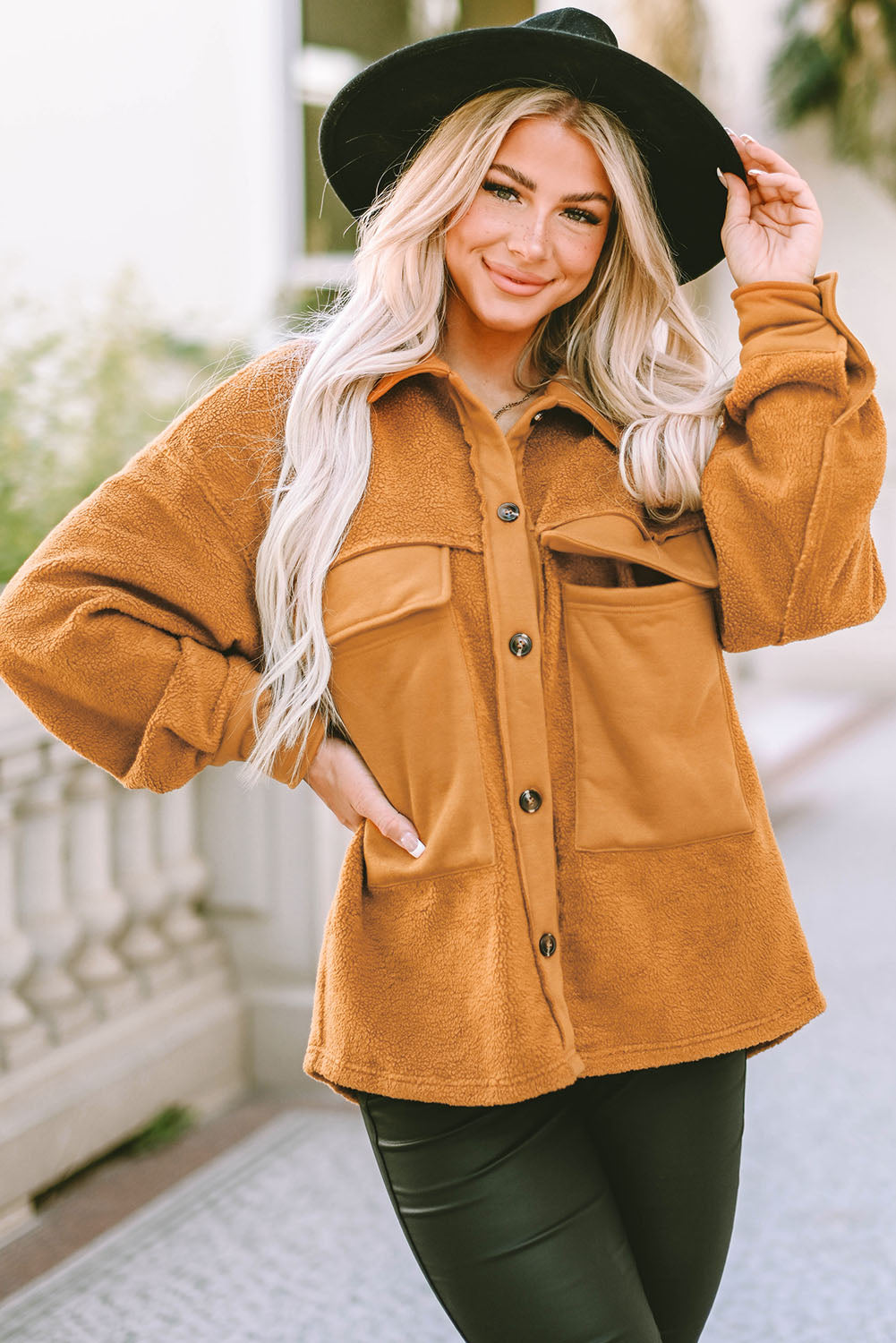 EB | Weiche Teddyjacke mit Großen Taschen Polyester Warm und Modern