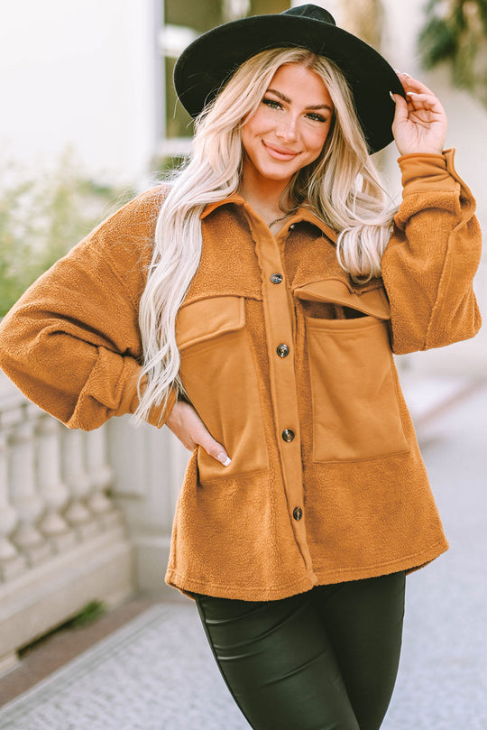 EB | Weiche Teddyjacke mit Großen Taschen Polyester Warm und Modern