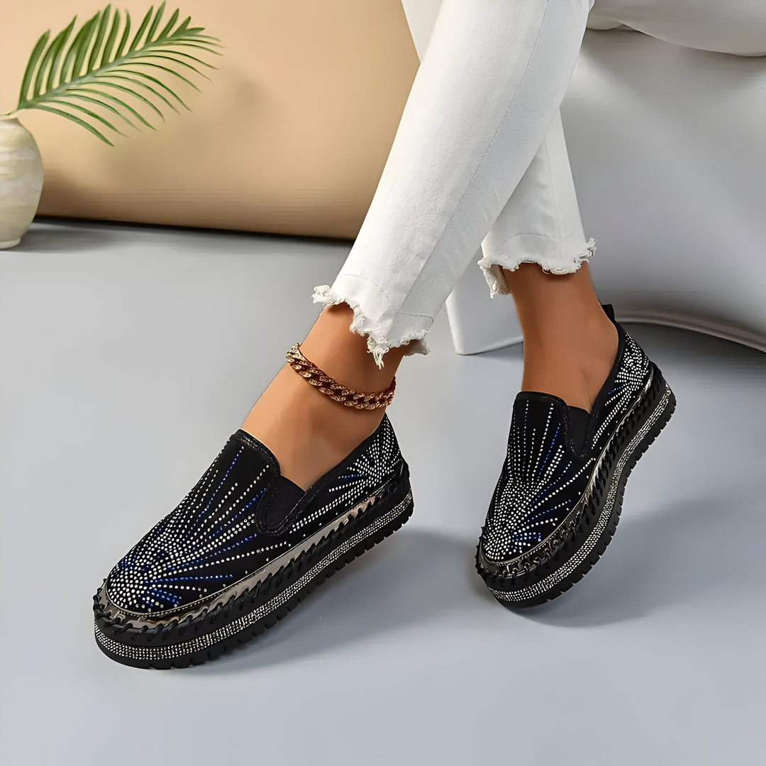 Bea | Elegante Damen Slipper mit funkelnden Strasssteinen EB