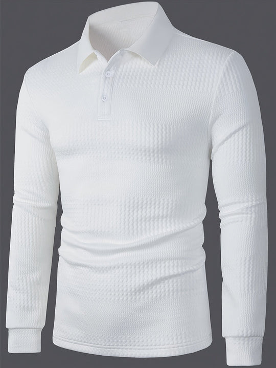 EB | Elegante Langärmelige Polo Texturiertes Design Stilvoll und Komfortabel