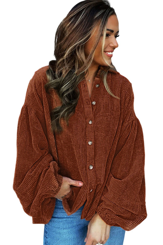 EB | Lockere Hemd Aus Cord Polyester Stilvoll und Bequem