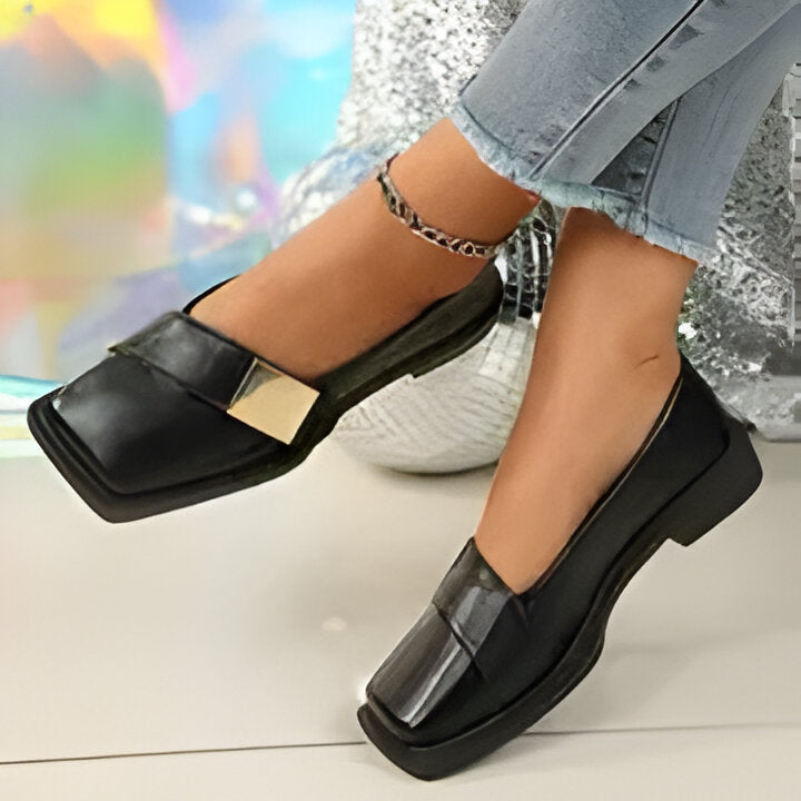 Marianne | Elegante Damen Slipper mit quadratischer Zehe und großer Schnalle EB