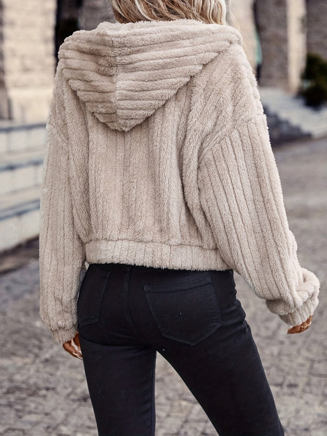EB | Fleecejacke Beige - Kuschelige Kurzjacke