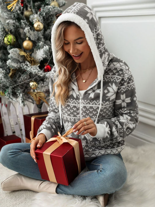EB | Kapuzenshirt mit Schneeflocken und Kordelzug