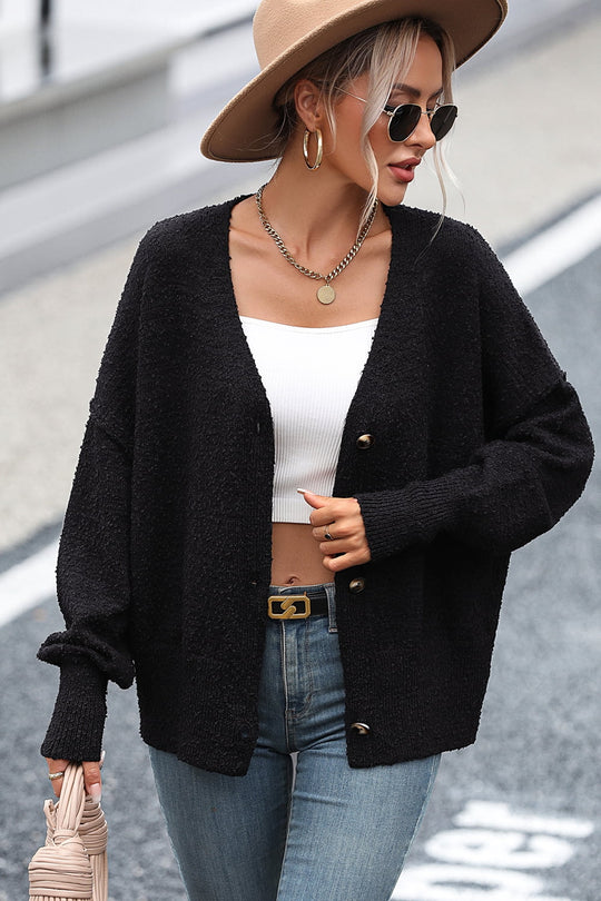 EB | Knopfleiste Cardigan mit fallen Schultern