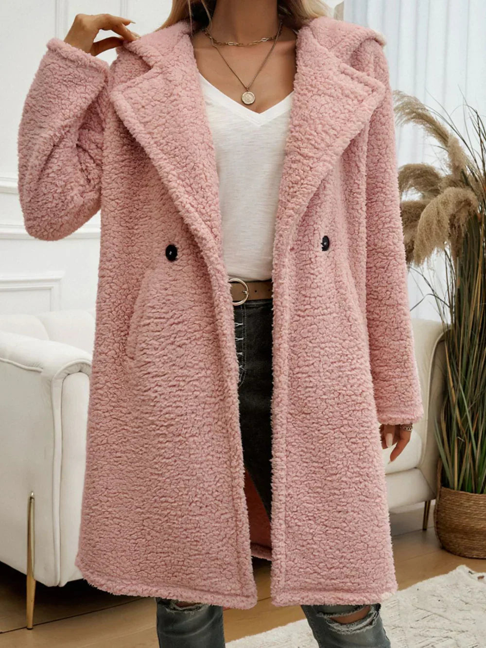 EB | Verlängter Teddy Hoodie Fleece Stilvoll und Warm