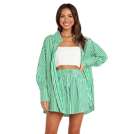 EB | Fashion Shirt Gestreift Langarm Zweiteiliges Set